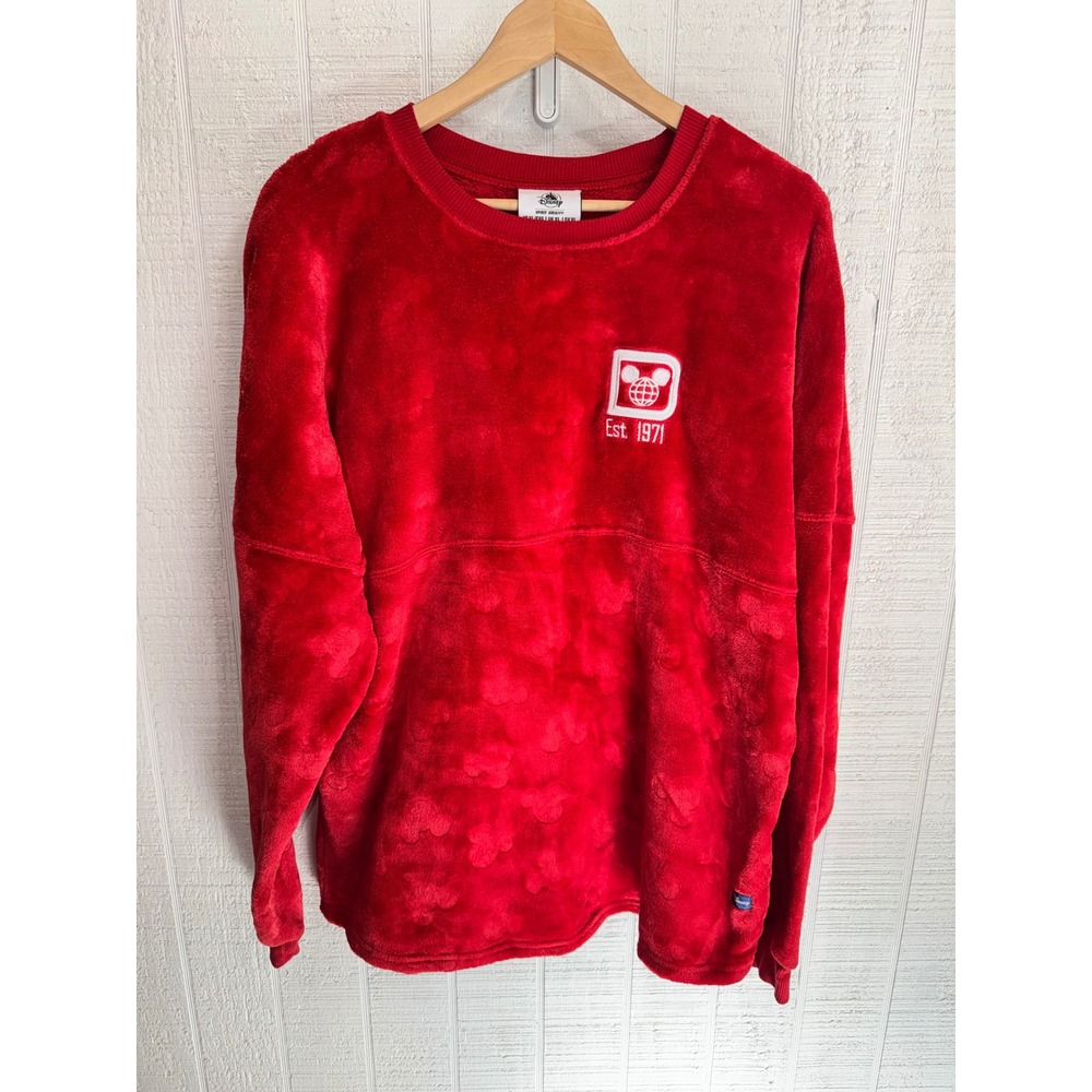 Disney Spirit Jersey Women Red Plush Fleece Mickey Mouse Walt Disney World XL